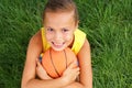 Preteen girl with basketball