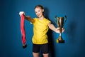 preteen girl boxing with senior trainer