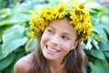 Preteen girl in garland Royalty Free Stock Photo