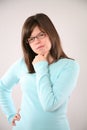 Preteen girl in glasses