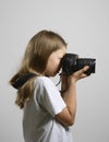 Preteen girl photographing Royalty Free Stock Photo