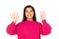 Preteen girl with pink jersey Royalty Free Stock Photo