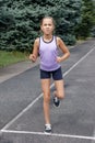 Preteen girl running