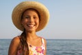 Preteen girl on sea beach Royalty Free Stock Photo