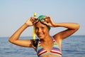 Preteen girl on sea beach Royalty Free Stock Photo