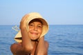 Preteen girl on sea beach