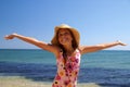 Preteen girl on sea beach Royalty Free Stock Photo