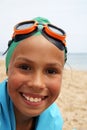 Preteen girl on sea beach Royalty Free Stock Photo