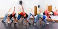 Preteen girls and boys hip hop dancers doing dance workout Royalty Free Stock Photo