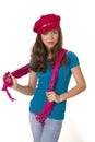 Preteen School Girl With Hat And Scarf Royalty Free Stock Photo