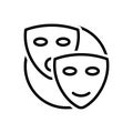 Black line icon for Pretend, mask and drama