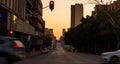 Inner city view of Pretoria downtown in the streets at dusk capital of South Africa