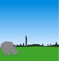 Pretoria skyline with male rhinoceros Royalty Free Stock Photo