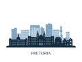 Pretoria skyline, monochrome silhouette.