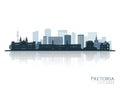 Pretoria skyline silhouette with reflection. Royalty Free Stock Photo