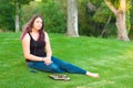 Pretty 15 year old girl listening to music Royalty Free Stock Photo