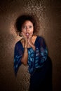 Pretty African American Woman in Blue Dress Royalty Free Stock Photo