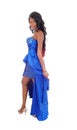 Pretty African American woman in blue dress. Royalty Free Stock Photo