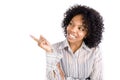 A pretty African American woman pointing Royalty Free Stock Photo