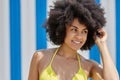 Pretty afro american woman looking away smiling Royalty Free Stock Photo