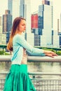 Young woman thinking outdoors in New York City Royalty Free Stock Photo