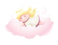 Angel cupid baby sleeping at cloud