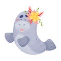 Pretty Animated Elephant Seal Baby Vector Illustration Cartoon Character