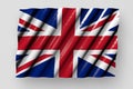 pretty glossy flag of United Kingdom (UK) with big folds lay isolated on grey - any holiday flag 3d illustration