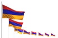 Pretty Armenia isolated flags placed diagonal, picture with selective focus and place for your text - any holiday flag 3d