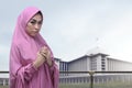 Pretty asian muslim woman in veil praying Royalty Free Stock Photo