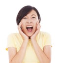 Pretty asian woman feel surprised facial expression Royalty Free Stock Photo