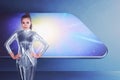 Pretty asian woman wearing latex jumpsuit Royalty Free Stock Photo