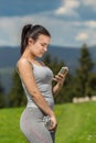 Pretty atlethic woman taking selfie in nature Royalty Free Stock Photo