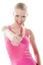 Pretty attractive girl showing thumbs-up Royalty Free Stock Photo