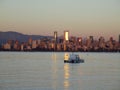 Pretty autumn sunset over downtown Vancouver skyline at Jericho beach, Vancouver, Canada, 2018 Royalty Free Stock Photo