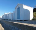 The pretty french beach cabins in summer
