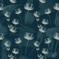 Pretty beige floral navy blue background