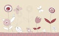 Pretty birds patchwork story, illustration