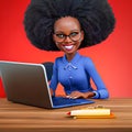 pretty black skinned business woman and computer