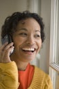 Pretty black woman on cell phone