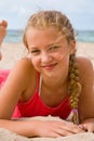 Pretty blond girl on the beach Royalty Free Stock Photo