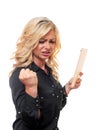 Pretty blond woman is mad. Royalty Free Stock Photo
