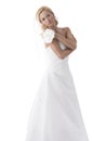 Pretty blonde bride with hand on shoulder Royalty Free Stock Photo