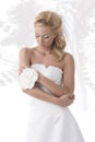 Pretty blonde bride looks down Royalty Free Stock Photo