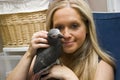 Woman and Her Pet African Grey Parrot Royalty Free Stock Photo