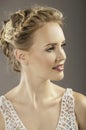 Pretty blonde girl with romantic hairstyle and pink lips Royalty Free Stock Photo