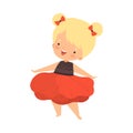 Pretty Blonde Little Girl Wearing Red Pion Flower Costume, Cute Adorable Kid in Carnival Clothes Vector Illustration