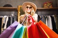 Pretty Blonde Shopaholic Smiling With Many Colorful Shopping Bags Royalty Free Stock Photo