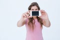 Pretty blonde taking a selfie of herself