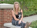 Pretty blonde woman with her pet Chihuahua Royalty Free Stock Photo